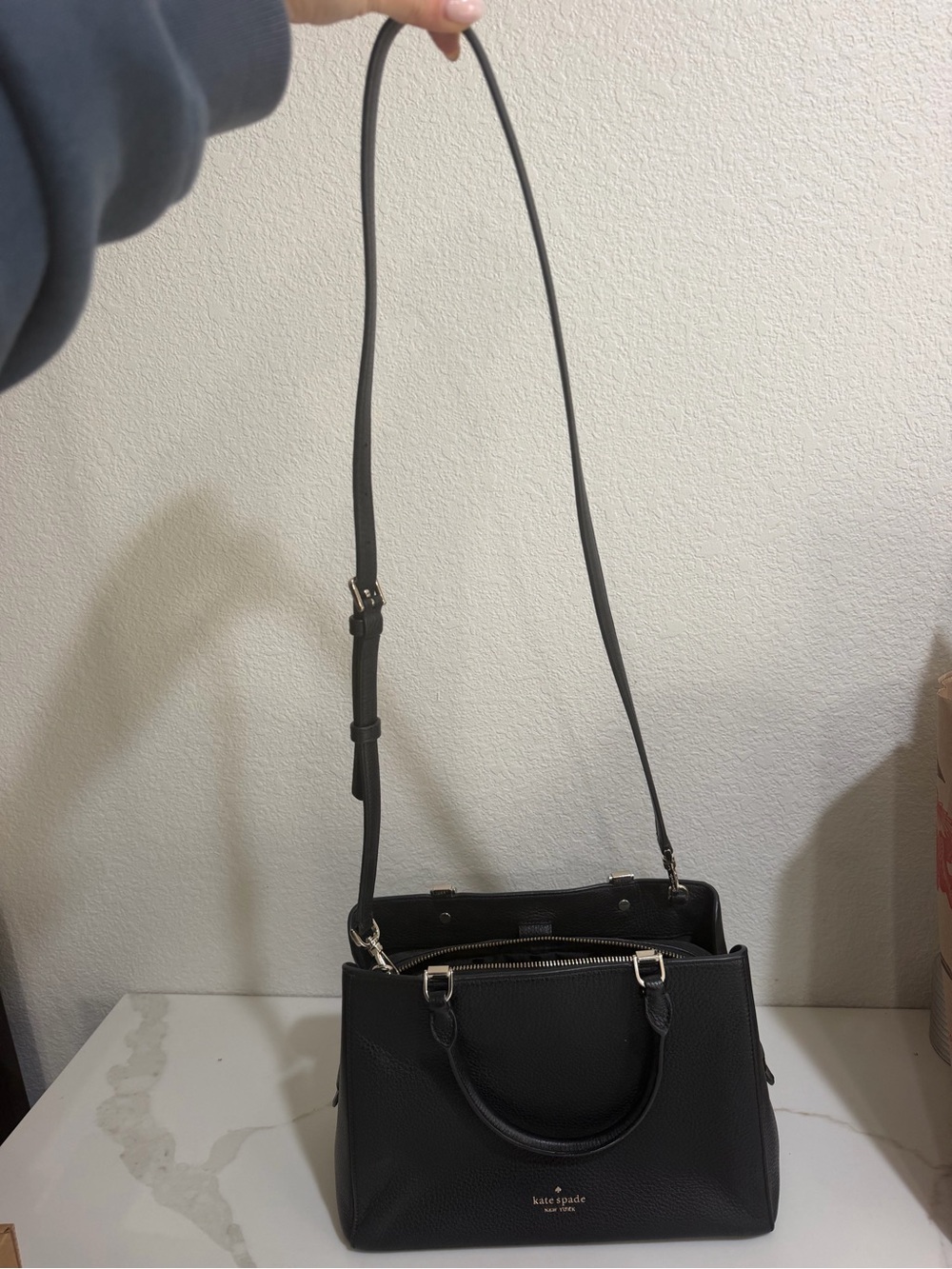 kate spade Black Pebbled Leather Structured Satchel - Picture 4 of 4